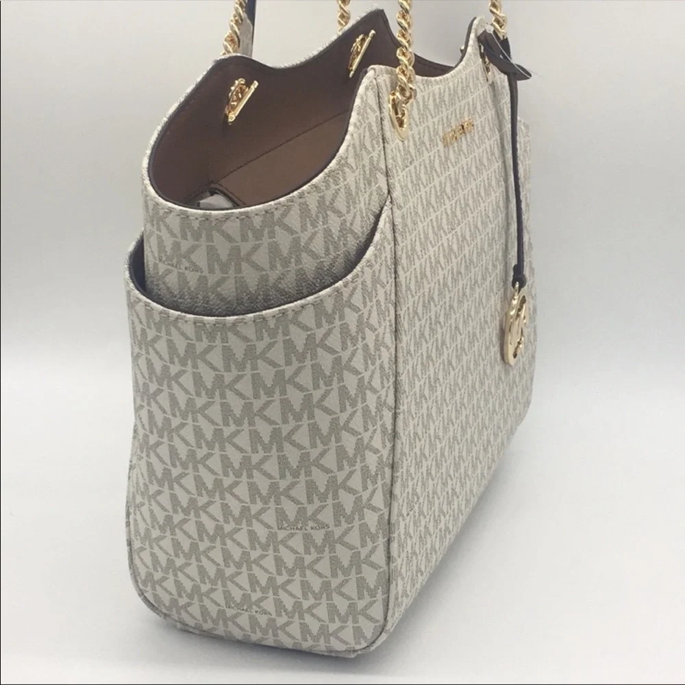 MICHAEL KORS LG CHAIN SHOULDER TOTE VANILLA